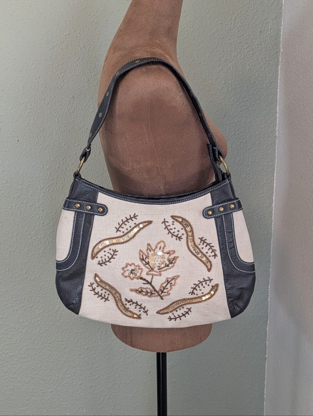 Boho Embroidered Canvas Shoulder Bag